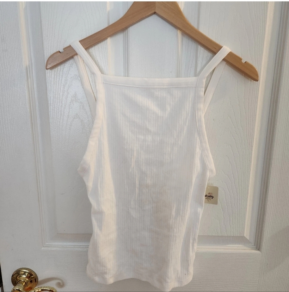 Free People Intimately NWT Sz Small Ribbed White Tank Top Basic Cotton Layering